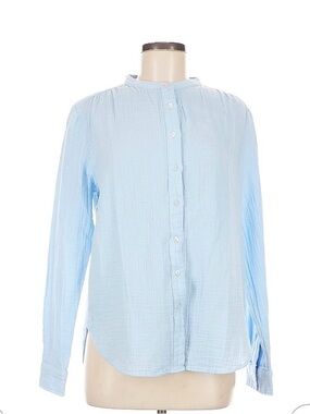 GAP Pale Blue Collarless Button-Up Shirt 100% cotton